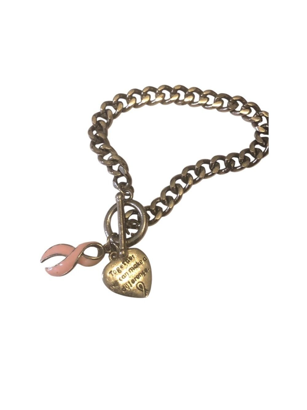 Breast Cancer Pink Ribbon “Together We Can Make A Difference” Bracelet